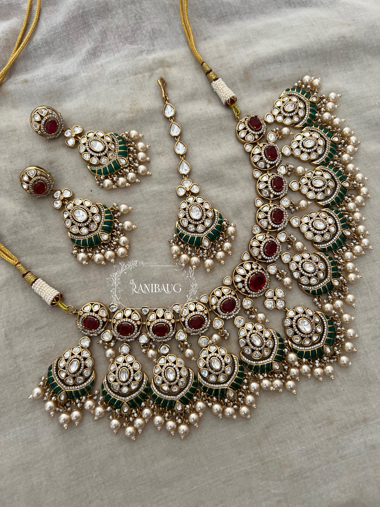 Ziva Vintage Polki Kundan Heavy Jewellery Set For Wedding By Ranibaug