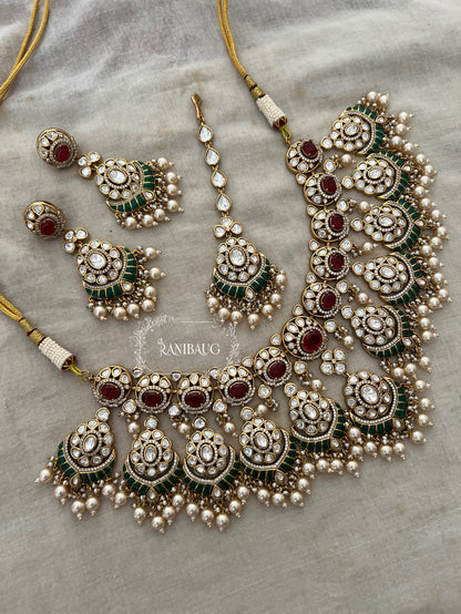 Ziva Vintage Polki Kundan Heavy Jewellery Set For Wedding By Ranibaug