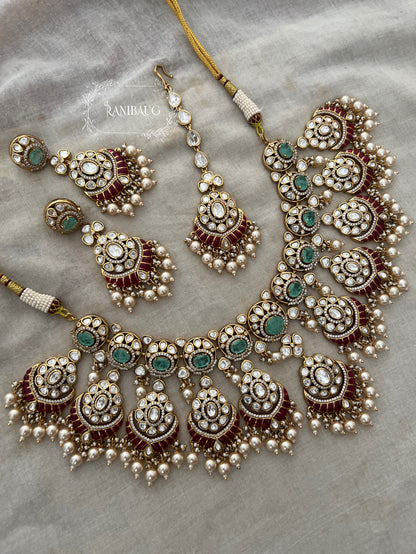 Ziva Vintage Polki Kundan Heavy Jewellery Set For Wedding By Ranibaug