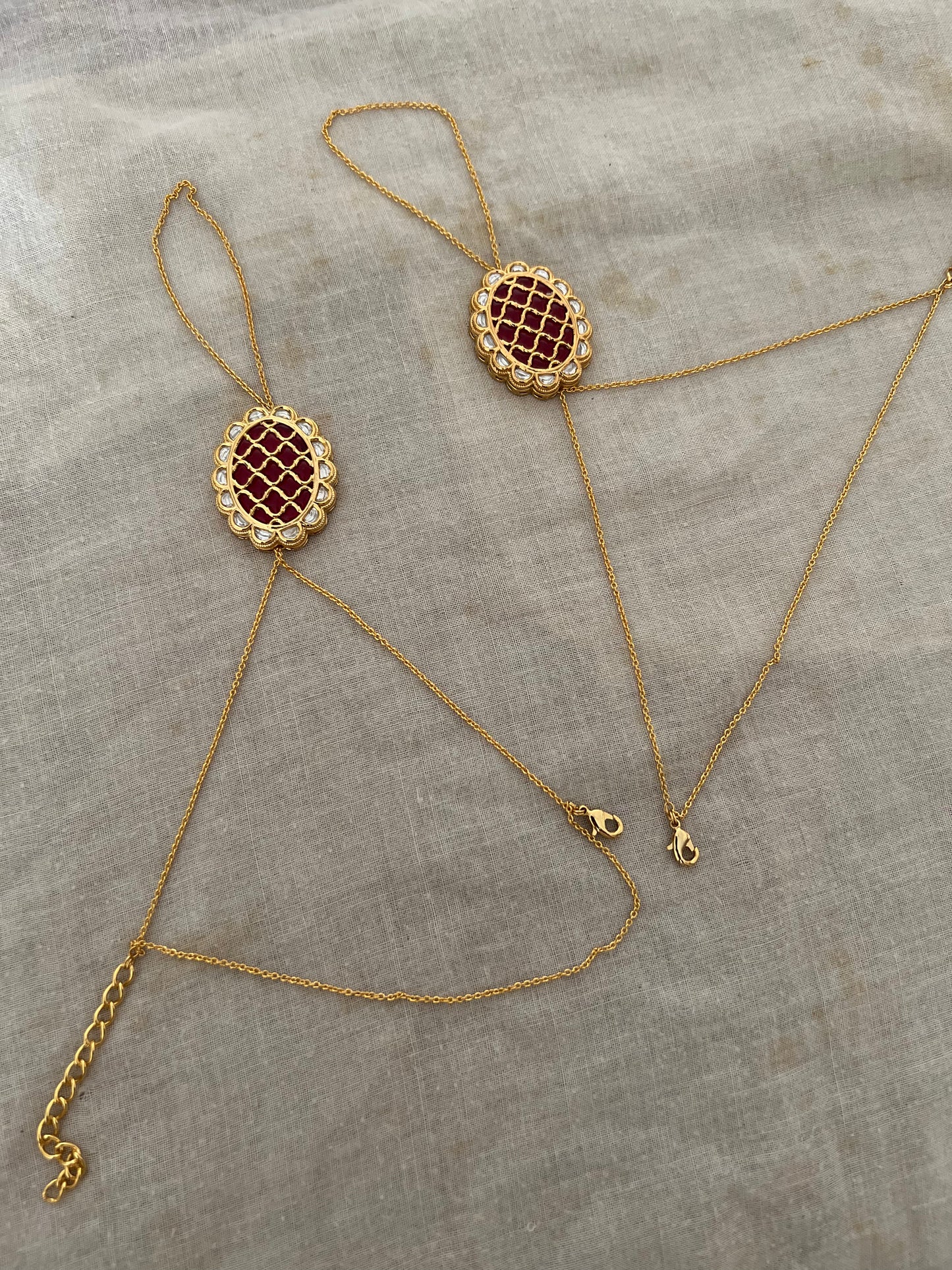 Zivika Kundan Studded Multi Color Accents Premium Gold Finish Haathphool Hand Jewellery By Ranibaug